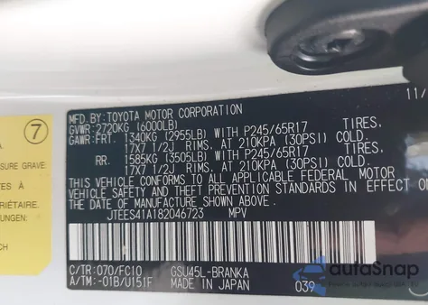 2008 Toyota Highlander из США, поврежденный, VIN JTEES41A182046723